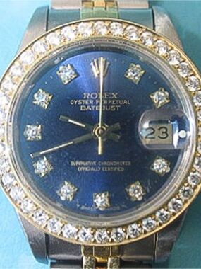 Rolex Blue Dial Two-Tone Diamond Bezel Datejust